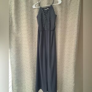 WAYF Posie Maxi Dress Grey Size SMALL Front Slit
